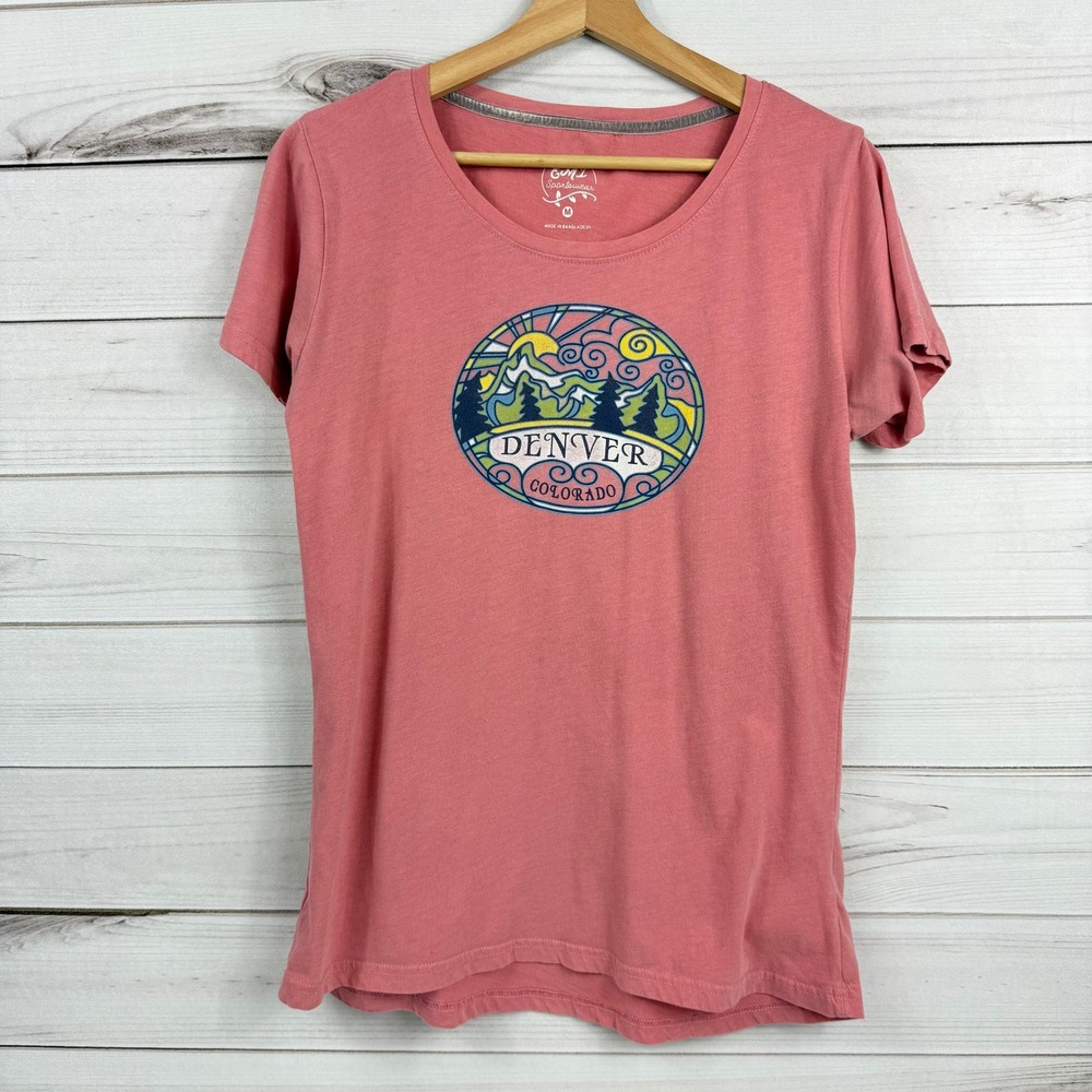 EMI Sportswear Denver Colorado‎ Mountain Graphic T Shirt Women's Medium Pink